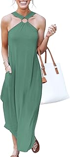 Women's Summer Casual Criss Cross Sundress Sleeveless Split Maxi Long Beach Dress 478caolv-XL