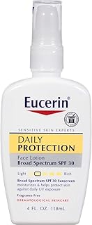 لوشن الوجه للحماية اليومية من Eucerin - واسع الطيف SPF 30 - يرطب البشرة الحساسة والجافة ويحميها - 4 مل. أوز. زجاجة مضخة، منيوسيرين، 4.0 أونصة