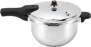 Stainless Steel Pressure Cooker, Multifunctional with Safety Valve, 80KPA, Handle, Cooking Pot for Fast Efficient Cooking (5L)