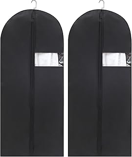 Garment Bag, 2 PCS Dustproof Clothes Covers, Suit Cover Bags with Clear Window Suitable for Travel Home Wardrobe Storage Breathable Suit Jacket Carrier 120 x 60 cm Black