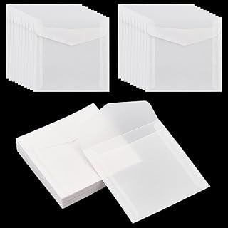 PH PandaHall 50pcs Glassine Envelopes 4.7x4.7'' White Translucent Paper Envelopes, Vellum Square Clear Envelopes for Weddings Invitations Craft Photos Graduation Lottery Tickets