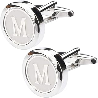 Mens Classic Stainless Steel Initial Cufflinks 26 Alphabet Initial Letter Cufflinks Business Wedding Shirts A-Z