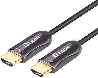 كابل HDMI من الألياف البصرية بطول 100 متر رفيع من DTECH 2.0 UHD 4K 60 هرتز 18 جيجابت في الثانية في التثبيت على الحائط لجهاز عرض شاشة الألعاب فائقة الدقة (328 قدمًا ، أسود)