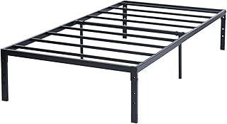 FurnitureR Single Metal Plate Frame, Minimalist for Adults, Strong Slat Stand, Easy Assembly, Dormitory, School, Bedroom Supplemental Bed Frame 90 x 194 cm