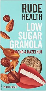 Rude Health Low Sugar Almond & Hazelnut Granola, 400 g, Vegan - High Fibre - Low Sugar - Whole Grains Less sugar