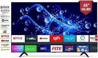 شاشة 65 سمارت QLED بدون اطار من سرين - 4K سمارت - نظام تشغيل ويب مع وحدة تحكم سحرية - SRET-65S4KWQ1