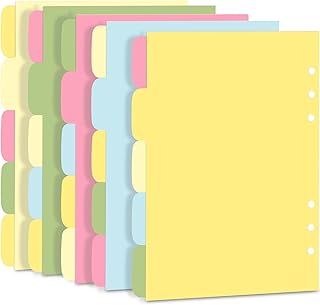 25pcs A5 Binder Dividers, A5 6-Hole Punched Colorful Ring Binder Divider, Loose-Leaf Page Dividers for A5 Notepad