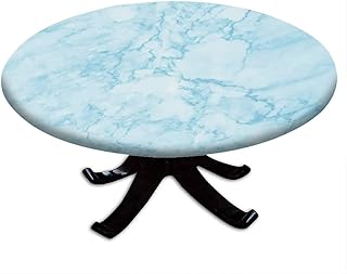 Marble Round Fitted Tablecloth, Marble Style Texture, Suitable for Restaurant Kitchen Parties, Fit for 52" Table