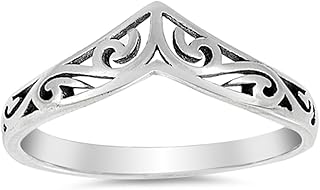 Filigree Celtic Chevron Thumb Ring 925 Sterling Silver Victorian Band Sizes 3-13