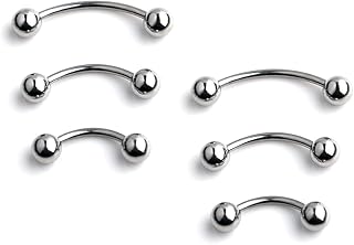 3prs(6pcs) Surgical Steel Tiny Curved Eyebrow Ear Navel Belly Lip Ring Barbell Piercing Jewelry 20g 6mm/8mm/10mm