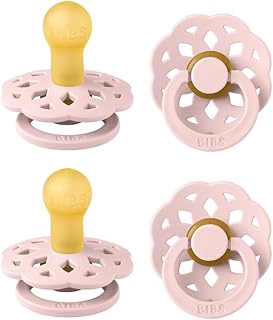 BIBS Boheme Soothers Pack of 4 BPA-Free Cherry Shape Natural Rubber/Latex, Made in Denmark, Size 1 (0-6 Months), Blossom