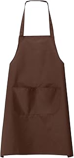 sourcing map 4pcs Bib Apron 70x60cm Unisex Restaurant Kitchen Cooking Aprons Non-Adjustable Machine Washable Chef Aprons with 2 Pockets for Cooking BBQ Painting Drawing Craft, Brown, Brown, 27.56" x