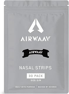 AIRWAAV Nasal Strips - Nose Strips to Boost Oxygen Intake, Reduce Snoring, Improve Sleep Quality and Recovery - Extra Strength Snoring Solution - Breathe Better in Every Moment (Sm/Md)