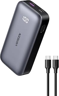 يوجرين بنك طاقة بقدرة 10000mAh، شاحن أيفون محمول 30W، USB C للشحن السريع عالي السرعة، حزمة بطارية أصغر متوافقة مع سلسلة iPhone 15، وسامسونج S23، وآيباد برو، وAirPods إلخ، رمادي