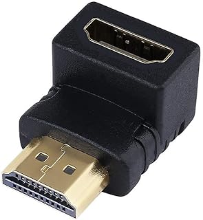 وصلة HDMI من ديتيك بدقة 4 كيه بمنفذ ذكر إلى أنثى بزاوية يمنى محول 90 درجة، أسود