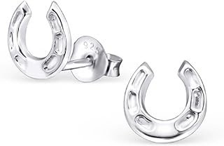 925 Sterling Silver Small Horseshoe Stud Earrings 21407, Sterling Silver