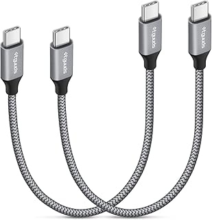 كيبل USB C الى USB C قصير، [1 قدم عبوة من قطعتين] سلك شاحن ايتجوودز سريع الشحن 60 واط متوافق مع سامسونج جالكسي S22 S21 S20 FE S10 S22+ S21+ 5G الترا، نوت 20/10 الترا 5G، بكسل 6 6a 5 5a 4 3 XL