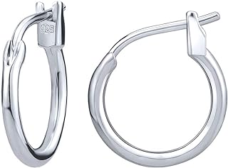 AoedeJ 925 Sterling Silver Hoop Earrings, High Polished Round Tiny Click-Top Hoop Earrings, Small Clasp Hoop Piercing Earrings