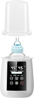 Baby Bottle Warmer, 6-in-1 Multifunctional Bottle Warmer, Steriliser for Baby Bottles with LCD Display & Night Light for Warming, Fast and Even Breast Milk or Formula