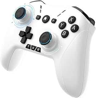 Ligame Switch Pro Controller, Bluetooth Wireless Gamepad for N Switch/Lite/OLED, Windows, Android, iOS And TV, Support to Programming/Turbo/Motion/Macros 6-Axis/Wake-up Functions, White