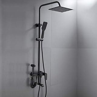 Modern Bathroom Shower Set Household Space Aluminum Hand Shower Set Bidet Booster Nozzle Faucet Square Top Spray 4 Function Black Shower Set Beautiful And Practical Showe