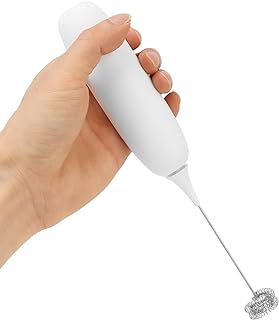 Handheld Battery Operated Milk Frother Foam Maker Egg Beater Household Baking Tool Coffee Hot Chocolate Milkshakes Cordless Design Compact Size Easy Cleaning (White)