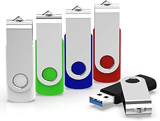 ذاكرة فلاش USB 3.0، ذاكرة فلاش 64GB 3.0 64GB، محرك الابهام كيكسين 5 عبوات من ذاكرة USB جامب ستيك، 5 الوان (اسود، ازرق، اخضر، ابيض، احمر)