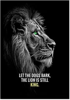 Motivational Phrases Poster Print Inspiring Words Wall Art Canvas Painting Tiger Lion Leopard Eagle Office Decor Home Decoration (SKU10,12 x18inch=(30 x45 cm),Black Photo Frame)