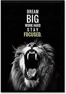 KUBAPIG Motivational Phrases Poster Print Inspiring Words Wall Art Canvas Painting Tiger Lion Leopard Eagle Office Decor Home Decoration (SKU5,16 x24inch=(40 x60 cm),Black Metal Frame)