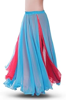 Chiffon Fairy Belly Dance Skirt Women Belly Dancing Costume Tribal Belly Dance Dress High Split, 10 Colors