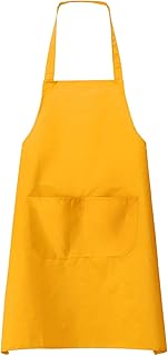 sourcing map 4pcs Bib Apron 70x60cm Unisex Restaurant Kitchen Cooking Aprons Non-Adjustable Machine Washable Chef Aprons with 2 Pockets for Cooking BBQ Painting Drawing Craft, Yellow, Yellow, 27.56" x