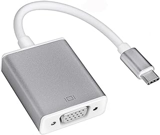 محول USB نوع سي الى VGA من USB-C بينكولو ثاندربولت 3 متوافق مع ماك بوك وماك برو اير واي واكس بي اس واليوغا وغيرها رمادي