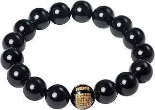 Stretch Black Obsidian/Agate Gems Protection Amulet Bracelets Good Luck Reiki Crystals and Stones Bracelet for Men and Women Unisex 12mm