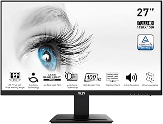 MSI برو MP273A 27 انش 1920 × 1080 FHD IPS 100Hz حماية بصرية معتمدة من تي يو في 4 مللي ثانية منفذ عرض HDMI امالة اسود ام اس اي LCD