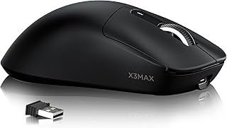 ماوس العاب سوبر لايت X3MAX 49g من اتاك مستشعر بيكسارت PAW3950 بلوتوث / 2.4G لاسلكي/سلكي 6 DPI قابلة للتعديل حتى 42000 بطارية 200 ساعة مكتب لويندوز 11/Xbox/PS/Mac اسود