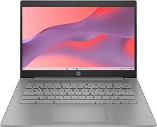 HP لابتوب كروم بوك الاحدث 2023، شاشة 14 انش، معالج انتل سيليرون N4120، ذاكرة RAM 4GB، تخزين 128GB (64GB eMMC + بطاقة MSD 64GB)، بطاقة رسومات انتل UHD 600، واي فاي، بلوتوث، نظام تشغيل كروم، رمادي عصري