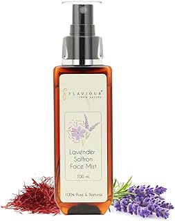 Flaviour Lavender Saffron Face Mist | 100% Pure & Natural Crocus Sativus & Lavender Hydrolate | Soothes & Hydrates | Enhances Glow | Balances Skin's pH | Alcohol-Free | Aromatherapy Benefits 100 ml