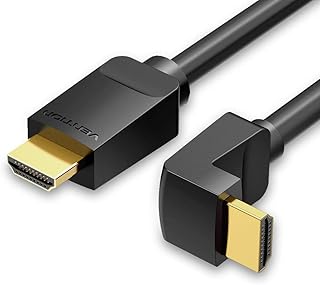 فينشن كيبل HDMI بزاوية 4K HDMI 2.0 محول زاوية 90/270 درجة لتلفزيون ابل وبلاي ستيشن 4 مقسم صوت فيديو (2 متر 90 درجة)