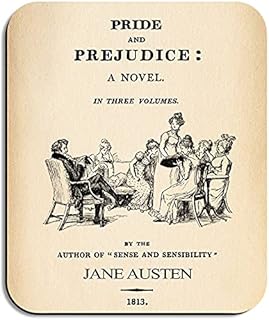 لوحة ماوس أدبية. لوحة ماوس بتصميم كتاب مشهور. (Pride and Prejudice (Aged Paper))