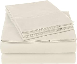 Full Size Sheets Set - 4 Piece Set - Hotel Luxury Bed Sheets - Extra Soft - 10" Deep Pockets - Easy Fit - Breathable & Cooling - Comfy -Ivory Solid Bed Sheets - 100% Cotton Sheets - 4 PC