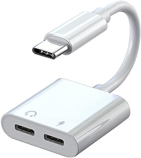 اس ان ال ار تي اي محول USB C لسماعات الرأس الى مزدوج الراس والشاحن موزع 2 في 1 لماك بوك برو متوافق مع ايباد اير ايفون 15 ماكس سامسونج جالاكسي S23..، ابيض