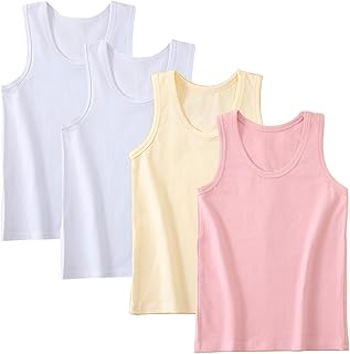 4 Pack Kids Classic Solid Camisole Undershirts for 2-10 Years Toddler Girls Cotton Racerback Tank Top Multipack