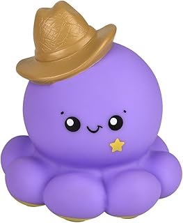 Forest & Twelfth 6" Cowboy Hat Octopus Toy Rubber Sea Animal for 3+ Year Olds, Great Toddlers Toy for Bath, Pool, Beach and Indoor Play, Classroom Gifts for Students (#4 Cowboy Hat)