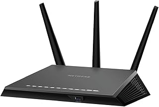 نيت جير راوتر Nighthawk R7350 AC2400: واي فاي سريع تشكيل الشعاع للألعاب، بث 4K UHD، 2400Mbps، 2500 قدم مربع، جودة الخدمة، ثنائي النواة، 2.4 + 5GHz، 5 × جيجابايت + منفذ USB 3.0، راوتر واي فاي ذكي، أسود