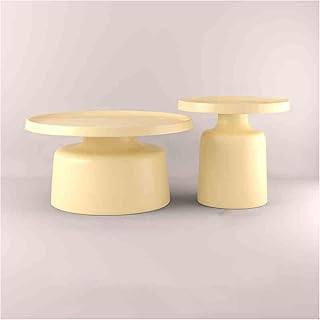 Home Decoration Coffee Table，Round Coffee Table，Simple Living Room Coffee Table，Small Coffee Table Living Room，Simple Cream Style Suitable For Bedrooms Offices And Balconies.(Yellow,Combination)