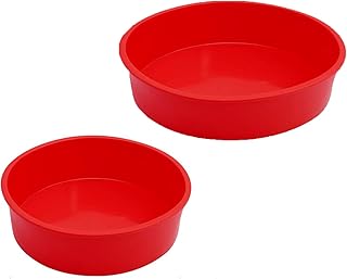 hjwanyin 2pcs Cake Tins for Baking, Silicone Cake Moulds Round Cake Baking Pan Non-Stick Quick Release Suitable Baking Tray for Muffins Puddings Bread(6 inch +8 inch)