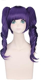 S-ssoy 50cm Purple Women's Girl's Wigs Harajuku/Lolita Short Natural Wave Full hairpieces With Two Ponytails Anime Style Cosplay/Costume Hair with Bangs