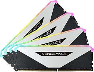 كورسير ذاكرة سطح المكتب فينجيانس RGB RT 32GB (4x8GB) DDR4 3200MHz C16 (اضاءة RGB ديناميكية، محسنة لسلسلة AMD 300/400/500، متوافقة مع سلسلة انتل 300/400/500) ابيض