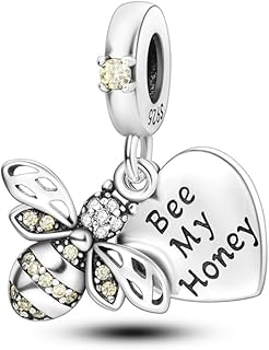 Mother Daughter Heart Lucky Bee Fatima Hamsa Charm Bead Pendant 925 Sterling Silver Compatible With Pandora Charm Moments Bracelet