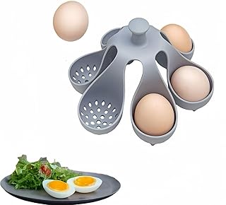 Silicone Egg Boiler Rack, Freestanding Egg Boiler, Egg Cooker, Hard Boiled Egg Boiler, Storage and Egg Rack, Holds 6 Eggs, Kitchen Silicone Egg Boiler Gadget, Gray